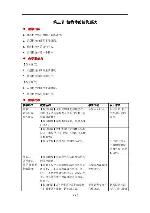 植物体的结构层次+精品教案