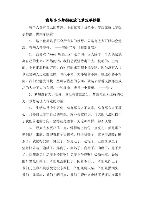 我是小小梦想家放飞梦想手抄报