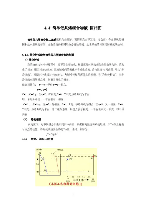 简单低共溶混合物固液相图