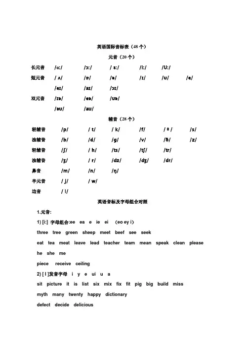 英语国际音标表(含字母组合)