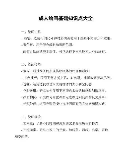 成人绘画基础知识点大全