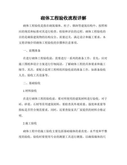 砌体工程验收流程详解
