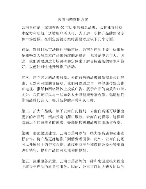 云南白药营销方案