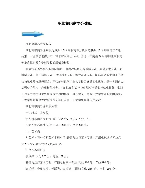 湖北高职高专分数线