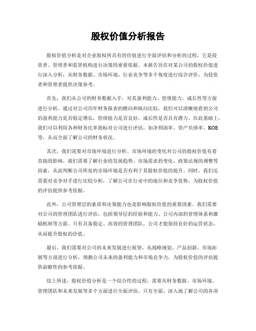 股权价值分析报告