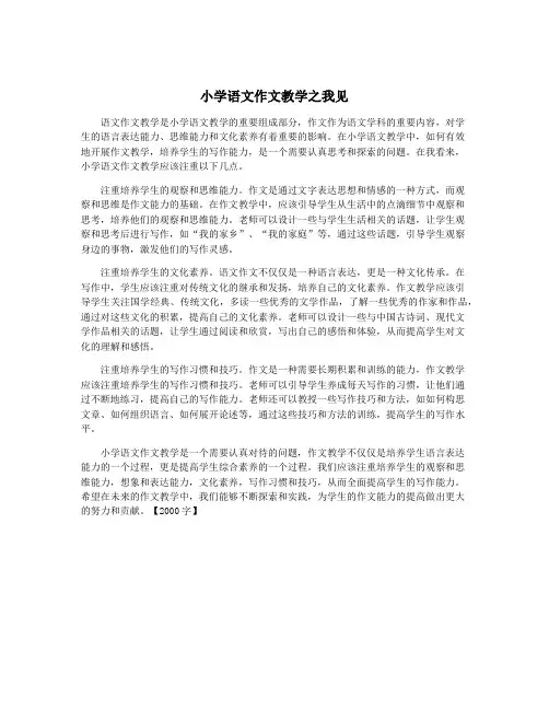 小学语文作文教学之我见