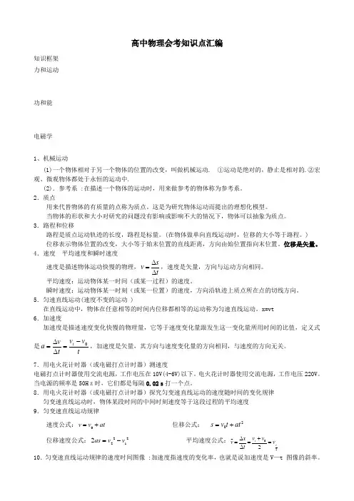 海南省高中物理会考知识点汇编()