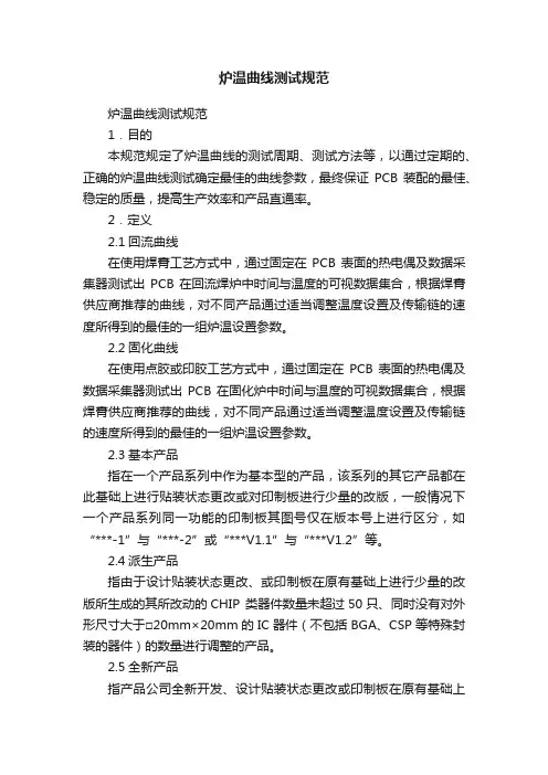 炉温曲线测试规范