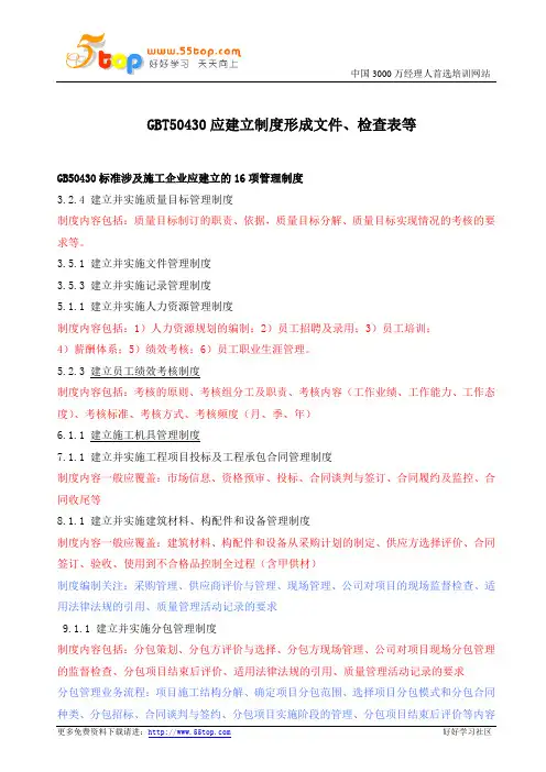 GBT50430制度检查表汇编