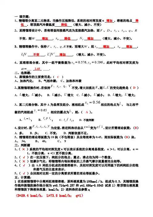 精馏习题课