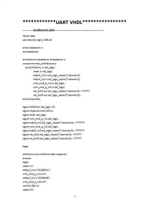 UART_VHDL_综合前仿后仿不一致