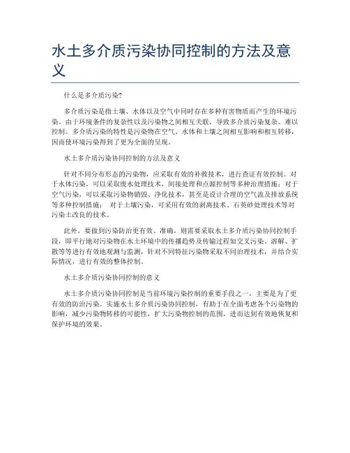 水土多介质污染协同控制的方法及意义