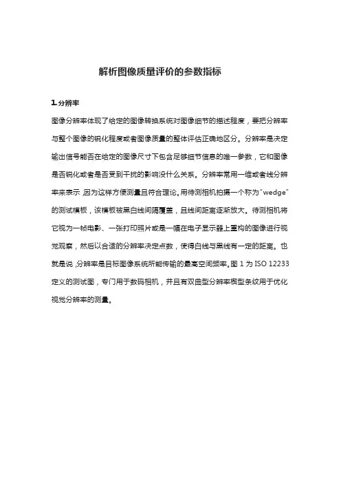 解析图像质量评价的参数指标