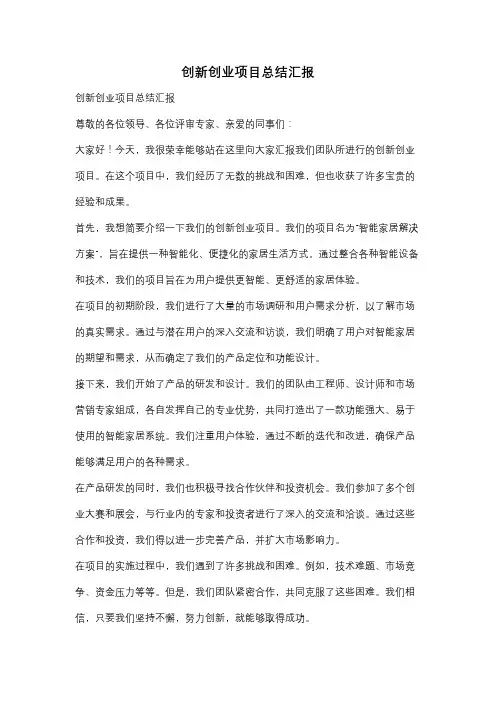 创新创业项目总结汇报