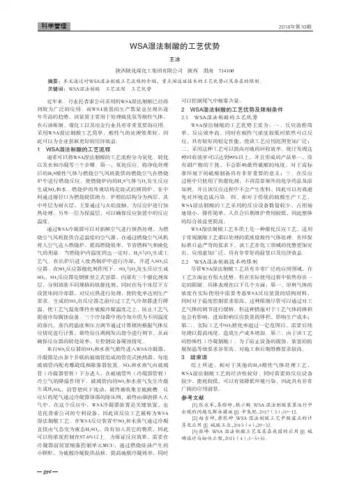 WSA湿法制酸的工艺优势