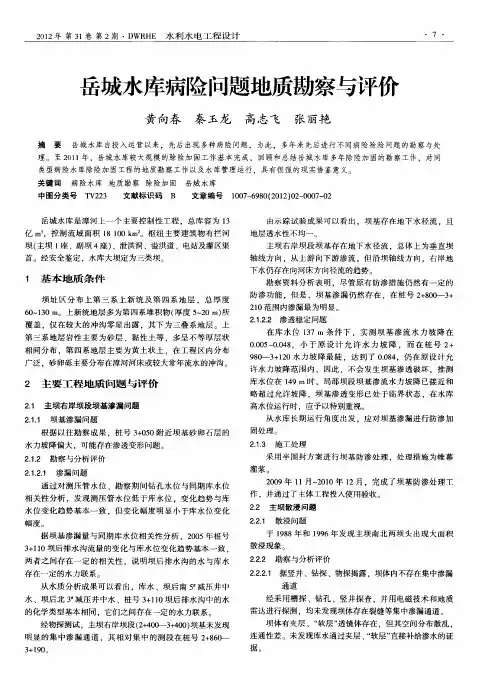 岳城水库病险问题地质勘察与评价