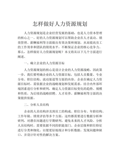 怎样做好人力资源规划
