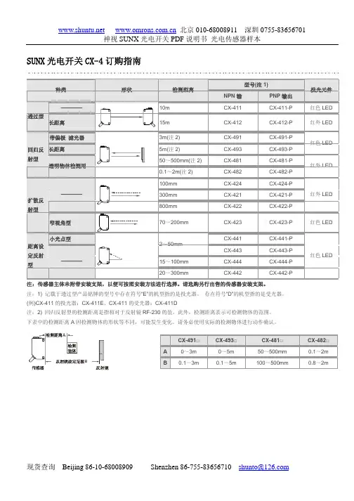 神视 SUNX 光电开关 PDF 说明书