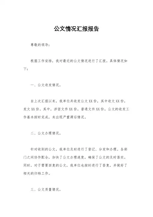公文情况汇报报告