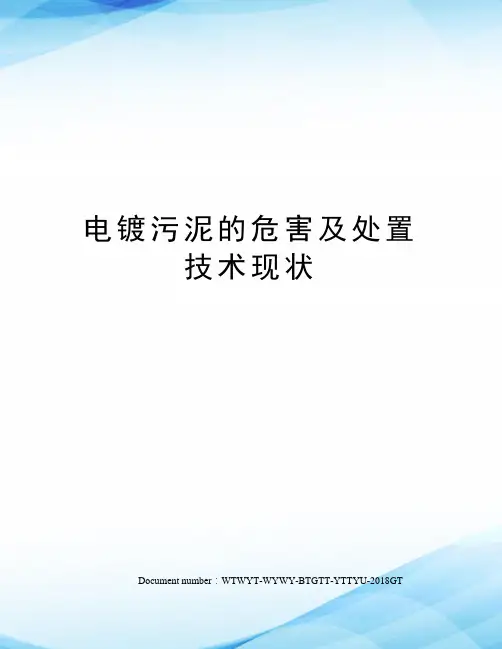 电镀污泥的危害及处置技术现状