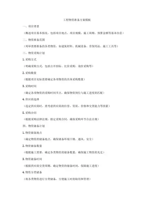 工程物资准备方案模板