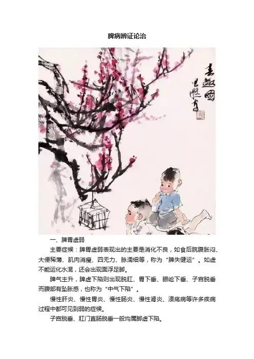 脾病辨证论治