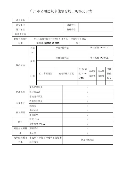 广州地区节能公示牌