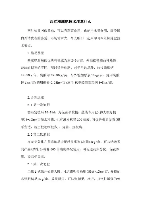 西红柿施肥技术注意什么