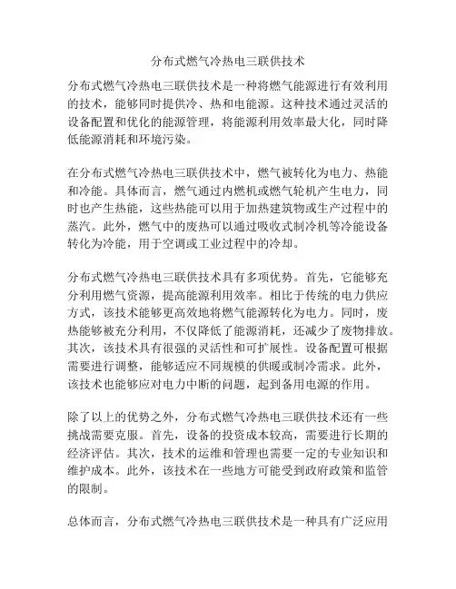 分布式燃气冷热电三联供技术