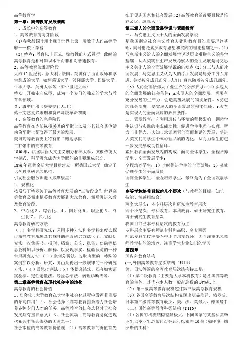 2011湖南省高等教育学复习纲要