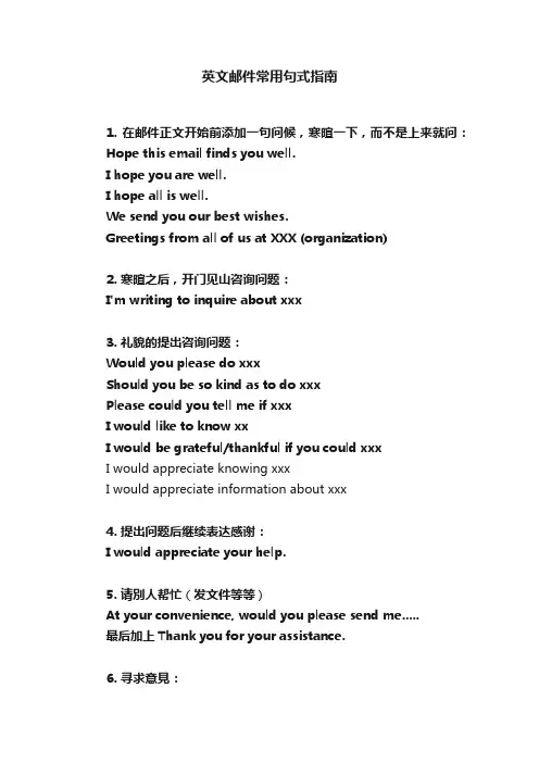 英文邮件常用句式指南