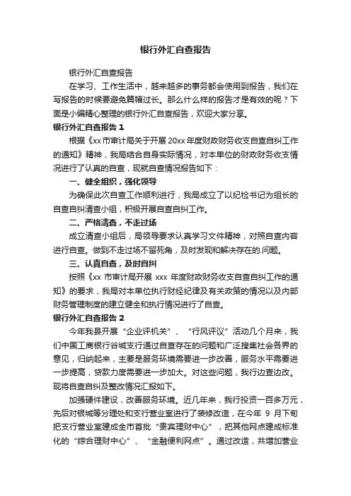 银行外汇自查报告