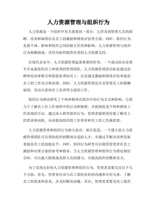 人力资源管理与组织行为