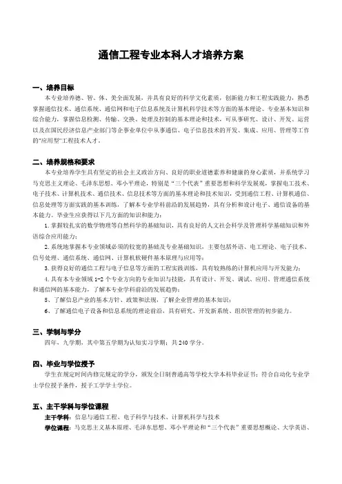 通信工程专业培养方案.doc