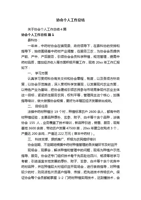 关于协会个人工作总结4篇