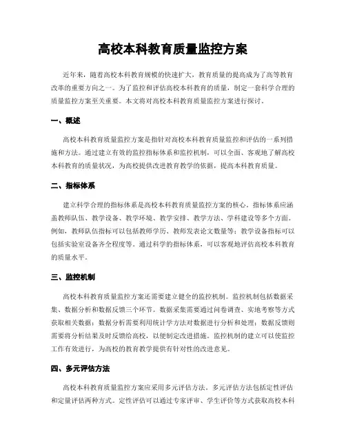 高校本科教育质量监控方案