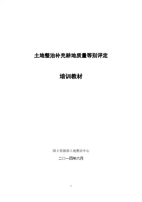土地整治补充耕地质量等别评定