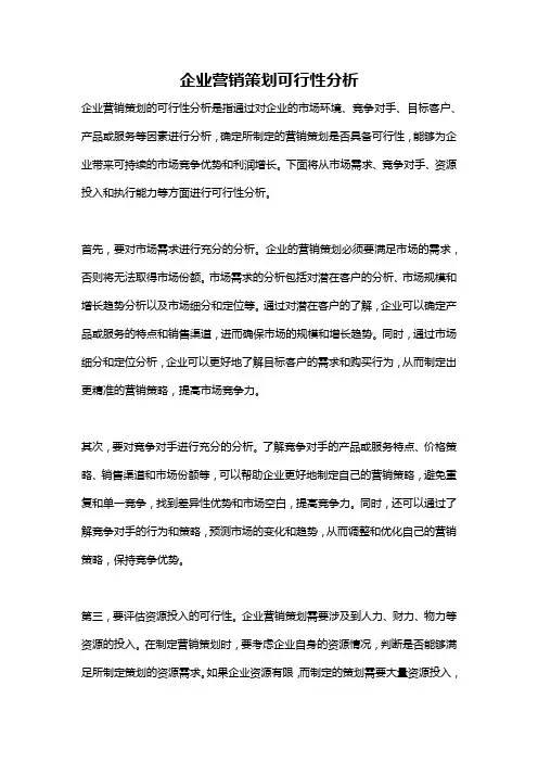企业营销策划可行性分析