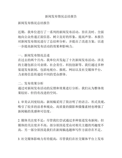 新闻发布情况总结报告