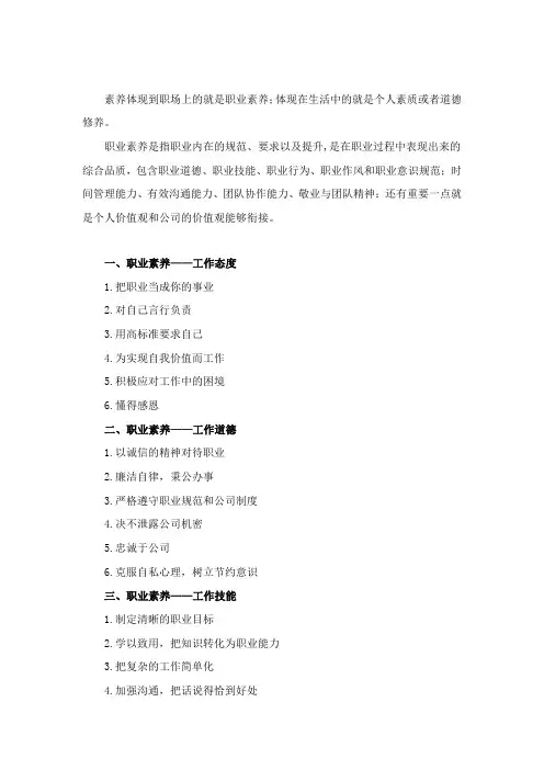 职业素养、包括哪些