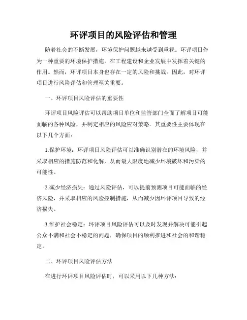 环评项目的风险评估和管理