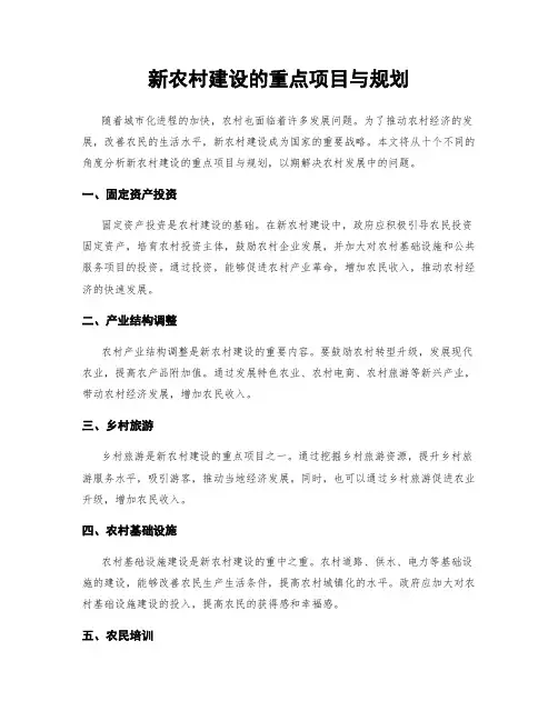 新农村建设的重点项目与规划