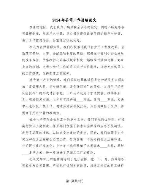 2024年公司工作总结范文（四篇）