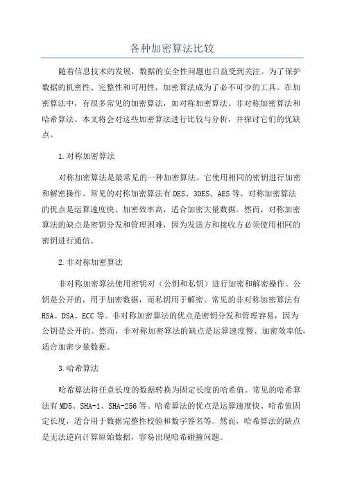 各种加密算法比较