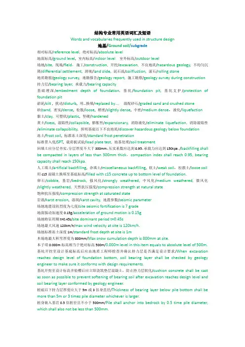 结构专业常用英语词汇