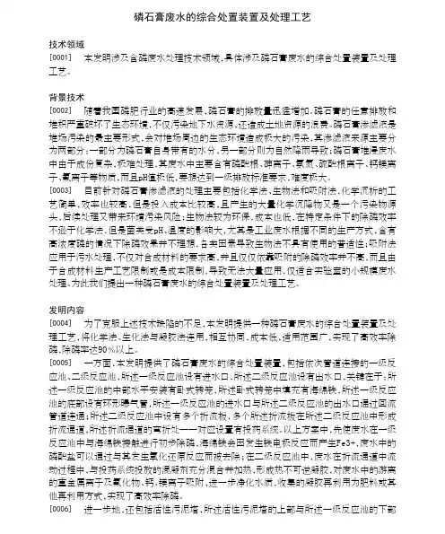 磷石膏废水的综合处置装置及处理工艺