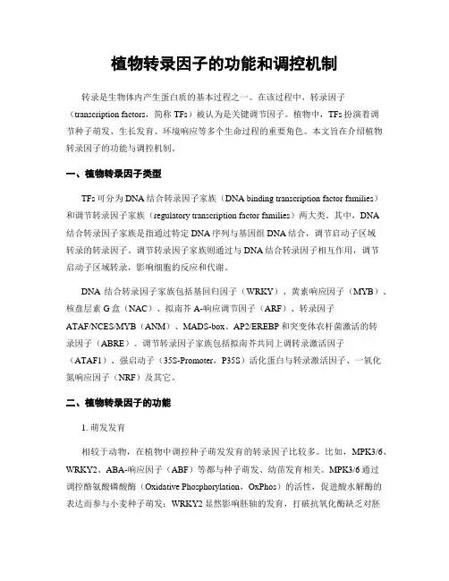 植物转录因子的功能和调控机制