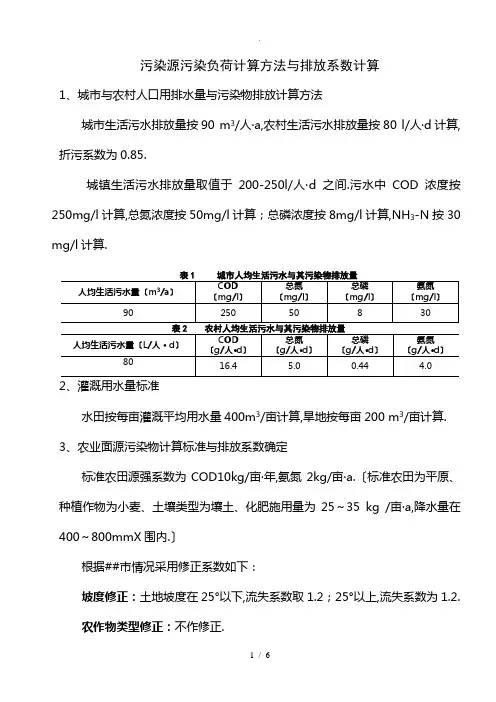 污染源污染负荷计算方法
