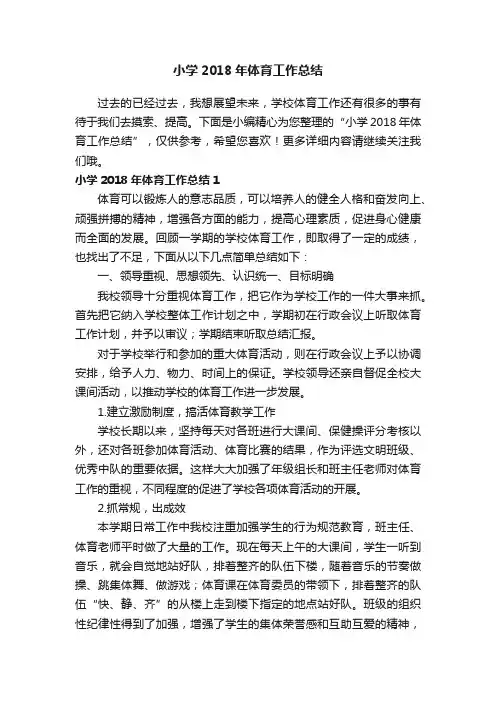 小学2018年体育工作总结