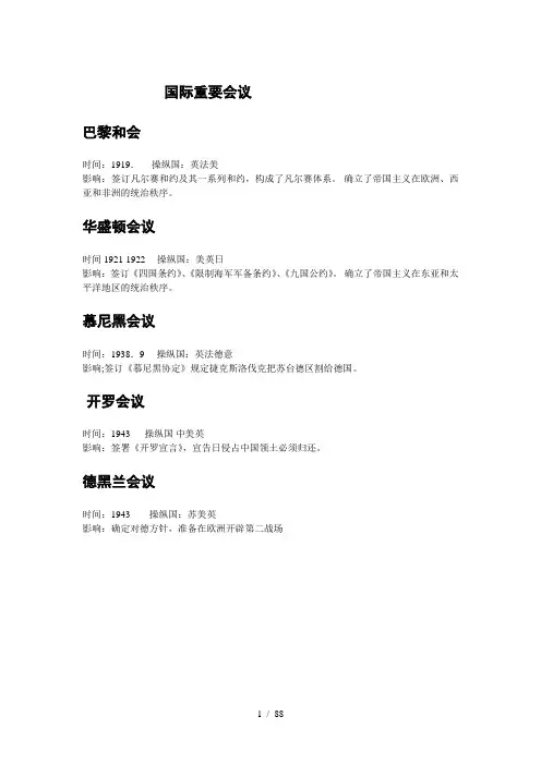国际重要会议